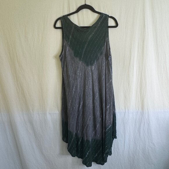 Just Cruising Boho Dress Free Size 1X-3X Green with Sequence & Metallic Thread - Picture 2 of 11